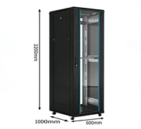 Armoire serveur sur pied de 2,2 mètres, 2240*600*1000 mm, construction en acier SPCC avec porte en verre trempé, en stock.