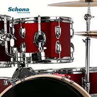 Batterie de jazz professionnelle 5 fûts 2/3/4 cymbales avec petit système de suspension, en bois de bouleau, double couche, peau en papier huilé
