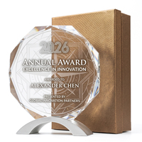 Trophée personnalisé en métal et cristal, forme octogonale, avec plaque gravée, pour la reconnaissance de l'excellence des concessionnaires agréés