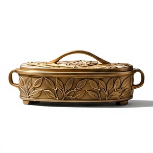Elegante Contenedor de Metal Dorado con Diseño de Hojas para Frutos Secos, Caja de Almacenamiento de Dátiles de Lujo con Asas, Lata Decorativa para Regalo, Hogar y Cocina - Product Image 1