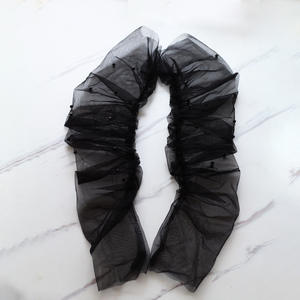 ROMANTIQUE Élé<span class=keywords><strong>gant</strong></span> Long <span class=keywords><strong>Tulle</strong></span> Partie Sheer Blanc <span class=keywords><strong>Noir</strong></span> Perle Gants De Mariage Sans Doigts - Product Image 5