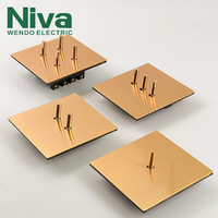 Niva panneau en acier inoxydable mur laiton interrupteur à bascule 2 gangs 2 voies UK Standard luxe électrique maison prise