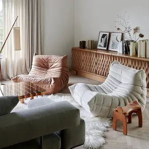 Conjunto de sofás de canto otomano relaxante para sala de estar, sofá de duas e três canoas, design moderno, de lazer, veludo cotelê