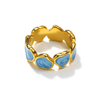 Bague tendance en forme de cœur coloré pour femmes, douce et charmante, en acier inoxydable, bijoux en or 18 carats