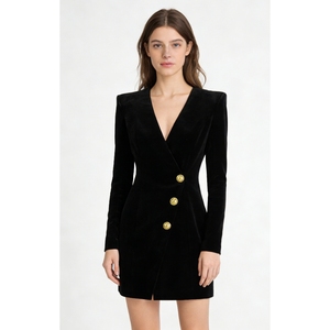 <span class=keywords><strong>Abito</strong></span> Blazer <span class=keywords><strong>Nero</strong></span> da Donna - Mini <span class=keywords><strong>Abito</strong></span> Formale Doppiopetto con Bottoni Dorati Sehe Fashion - Product Image 3