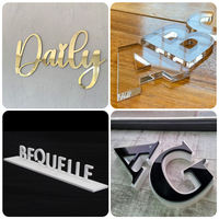 Décoration murale Grandes lettres en acrylique Signes pour les affaires Intérieur Lettres en acrylique 3d Stickers muraux Or rose