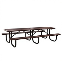 Ensemble de table de pique-nique extérieure commerciale extensible en acier inoxydable avec chaises, revêtement thermoplastique, durable, pour la plage et le camping, marque HD