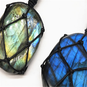 Collier en pierre naturelle labradorite, collier en macramé tressé, collier de yoga pour homme et femme, collier énergétique - Product Image 3
