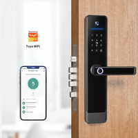 Cerradura Inteligente para Puerta con Cámara Tuya WIFI BLE para Puertas de Madera/Acero, Vidrio Templado, Capacidad para 100 Huellas Dactilares, Almacenamiento en Tarjeta de Memoria, Aplicación