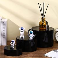 Rehausseurs de buffet ronds en acrylique noir pour cylindre d'affichage de nourriture nidification avec fond creux pour brunch de fêtes de mariage