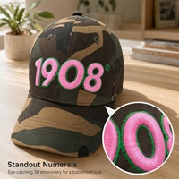 Casquette de baseball camouflage 1908 personnalisée avec logo numérique brodé en 3D en relief, casquette de camionneur réglable