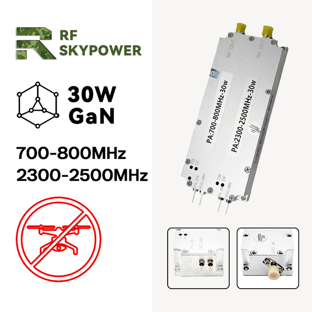 30W Dual Band 700-800Mhz 2400-2600MHz LTE S-Band Signal Management Anti FPV C-UAS RF Amplifier