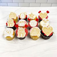 Essbare Cupcake-Topper zum 50. Geburtstag, goldene Geburtstagsdekorationen für „Prost auf 50 Jahre“, Geburtstagsparty-Kuchendekorationen und Zubehör