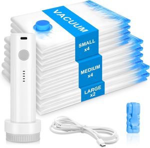 Sacs de rangement sous vide robustes bleus de style européen personnalisables <span class=keywords><strong>avec</strong></span> pompe manuelle en plastique pliable pour l'organisation domestique - Product Image 1