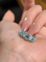 Bague demi-éternité en Paraiba cultivée en laboratoire, en stock, poids total 3,94g, pierre 2 carats, personnalisation disponible
