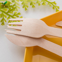 Ensemble de couverts jetables en bois biodégradable fourchette en bois de bouleau