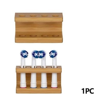 Soporte para cepillos de dientes de bambú, 4,5 cm x 4,5 cm x 4,8 cm, estante de baño de madera con 2 orificios para cabezales de cepillos de dientes eléctricos - Product Image 2