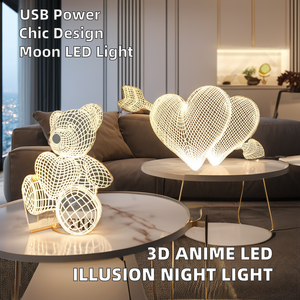 Patrón personalizado 3D ilusión LED luz de noche hogar Anime acrílico luz USB recargable Sensor potencia pequeña Luz de noche - Product Image 2