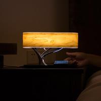 Lampe de table décorative pour maison intelligente, haut-parleur Bluetooth, lampe de bureau, veilleuse LED, chargeur sans fil avec réveil