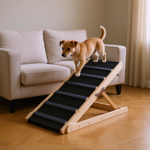 Rampe pliante réglable en bois pour animaux de compagnie, 41,3 pouces, pour canapé, fauteuil, voiture - Product Image 2