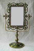 Miroir oscillant de table en alliage métallique ovale bordeaux en laiton vintage simple face pour la décoration intérieure de la maison cadeaux