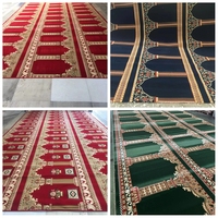 Tapis de prière musulman mur à mur antidérapant en polyester classique Tapis de prière de mosquée enroulable à pile moyenne de style de puzzle fait à la machine