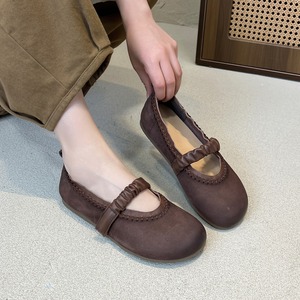 รองเท้าแตะส้นแบนสไตล์เรโทรสำหรับผู้หญิง หนังแท้ แบบแมรี่เจน รุ่นใหม่ ฤดูใบไม้ผลิ/ฤดูร้อน ปี 2026 - Product Image 5