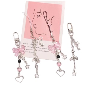25pcs Goth Kawaii Metal Keychain Pendant Bow Heart Star Phone Charm for Girls Women Cute Cartoon Style Accessory