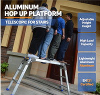 Plateforme de travail pliable et réglable en aluminium EN1004 avec garde-corps, échafaudage antidérapant 150 kg pour la rénovation des escaliers et la peinture