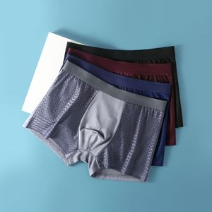 US/EU Size <strong>L</strong>-6XL Men's Sexy Youth <strong>Boxer</strong> Shorts Breathable Silk Knitted Underwear Panties Bamboo Ventilation for Summer Ice Mesh - Product Image 5