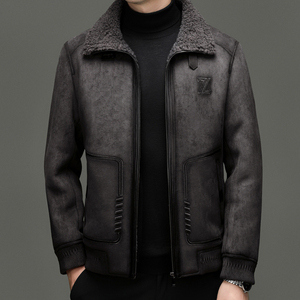 Latest Fashion Thick Fur Lining Faux Leather <strong>Jacket</strong> Casual <strong>Men'S</strong> Sheepskin Faux Fur Coat for Winter - Product Image 6