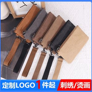 Canvas <b>Coin</b> <b>Purse</b> Wrist Bag 5 Inch Zipper Closure Solid Color Portable Clutch For Everyday Use - Product Image 5