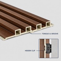 Panneau mural en bois composite WPC à grain de bois, rainuré, pour revêtement extérieur, imperméable, pour façade de villa, clôture