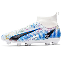 Chaussures de football sur gazon avec logo personnalisé, bottes à la cheville, fabriquées en usine, taquet pour intérieur, épingle à bout rond pour enfants, tailles pour hommes, vente en gros