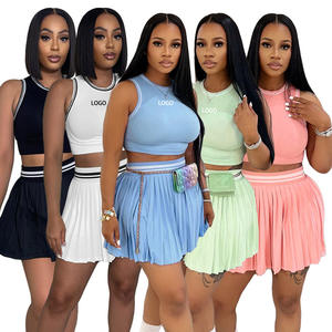 Personnalisé été deux pièces <span class=keywords><strong>jupe</strong></span> courte ensemble haut court ensemble noir cordon licou jupes micro <span class=keywords><strong>mini</strong></span> <span class=keywords><strong>jupe</strong></span> portefeuille <span class=keywords><strong>sexy</strong></span> femmes 2 pièces ensembles - Product Image 1