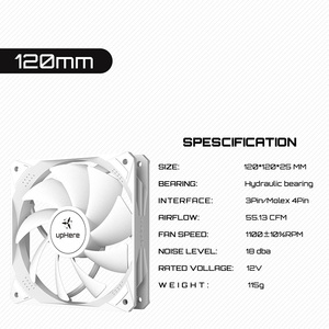 UpHere-ventilador de carcasa de ordenador, 120mm, 3Pin, Molex, 4Pin, 18dBA, para juegos - Product Image 6