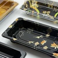 Boîtes en PET noires jetables YSDisposable avec couvercles transparents, rectangulaires, personnalisables, pour sushis japonais, emballages alimentaires/de sucre luxueux