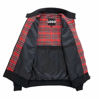 Blouson Bomber Noir Décontracté pour Homme avec Logo Personnalisé, Service OEM Usine, Motif Géométrique Uni, Écologique, Séchage Rapide, Lavé, Crocheté