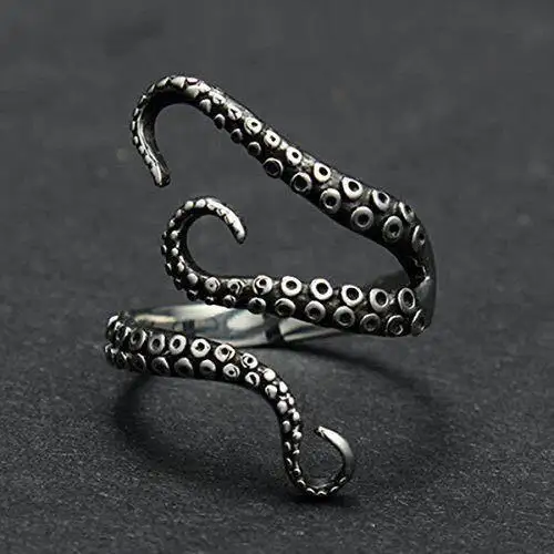 Sucee Diepzee Inktvis Octopus Ring Gothic Punk Punk Titanium Staal Legering Open Verstelbare Wen Ring Voor Vrouwen Sieraden Groothandel