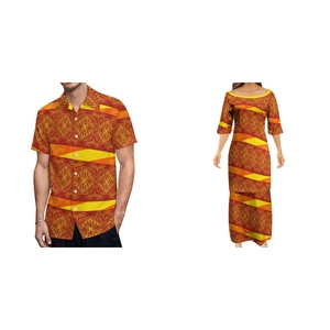 Outlet di fabbrica rosso grande gente di lusso signora Puletasi abiti e camicia da uomo stile etnico polinesiano Plumeria HD stampa coppia abito - Product Image 3
