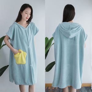 Wholesale 95*80Cm Absorbent Oversized Convenient <b>Hoodie</b> Sleeveless Bathroom Towels Hooded Poncho Wearable Bath Towel for Women - Product Image 6