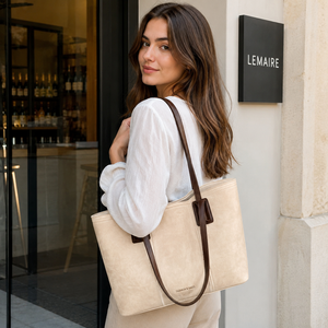 Women Shoulder Bag PU Leather Tote Handbag Large Capacity Daily Bag Contrast Handle Casual Work Bag OEM ODM Wholesale - Product Image 1