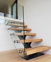 Prima moderne américain en bois massif flottant escaliers Invisible Stringer pour intérieur décoratif maison salon appartement escaliers