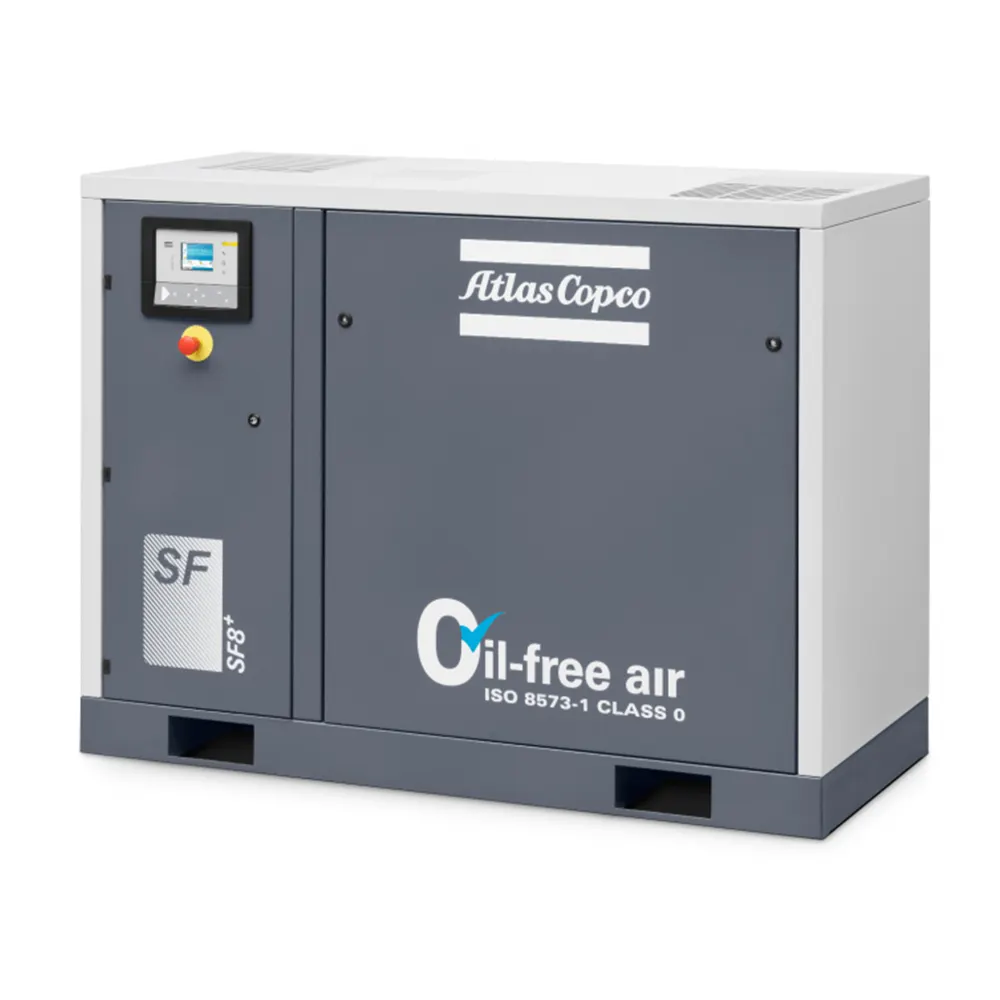 เครื่องอัดอากาศ Atlas Copco,เครื่องอัดอากาศแบบสกรูฟรีน้ำมัน Sf4 Sf8 2.2KW 3.7KW