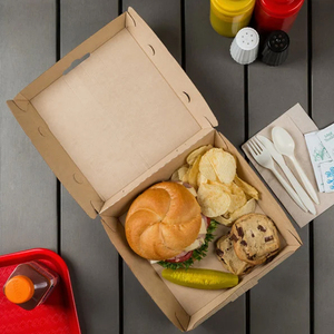 Wholesale printing sandwich package / hamburger cardboard kraft paper greaseproof boxes with logo for burger and fries chips me