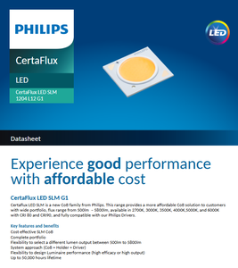 PHILIPS CertaFlux LED SLM 1204 L12 G1 150lm CRI 80/90 2700k-6500k Puce LED COB blanche dimmable Garantie 3 ans - Product Image 2
