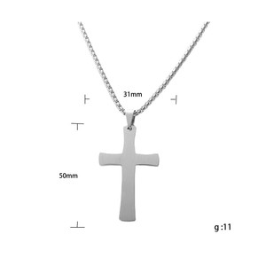 Stainless Steel <b>Cross</b> Pendant Necklace Men's Geometric Design Punk Style 12057 - Product Image 4