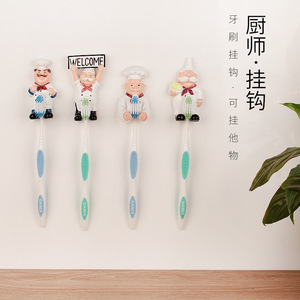Chef Toothbrush <b>Hook</b> Wall Mounted Resin Holder For <b>Bathroom</b> Toothbrushes - Product Image 1