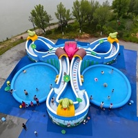 Promotion : Grand parc aquatique gonflable avec toboggan, piscine mobile autoportante, structure de jeu extérieure et château gonflable