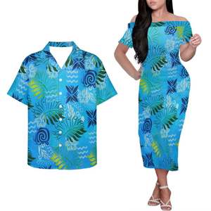 تصميم صيفي حفلة موسيقية هاواي قميص قبالة الكتف له و لها ملابس مطابقة البولينيزية القبلية الساموانية الفيجية المخصصة - Product Image 6